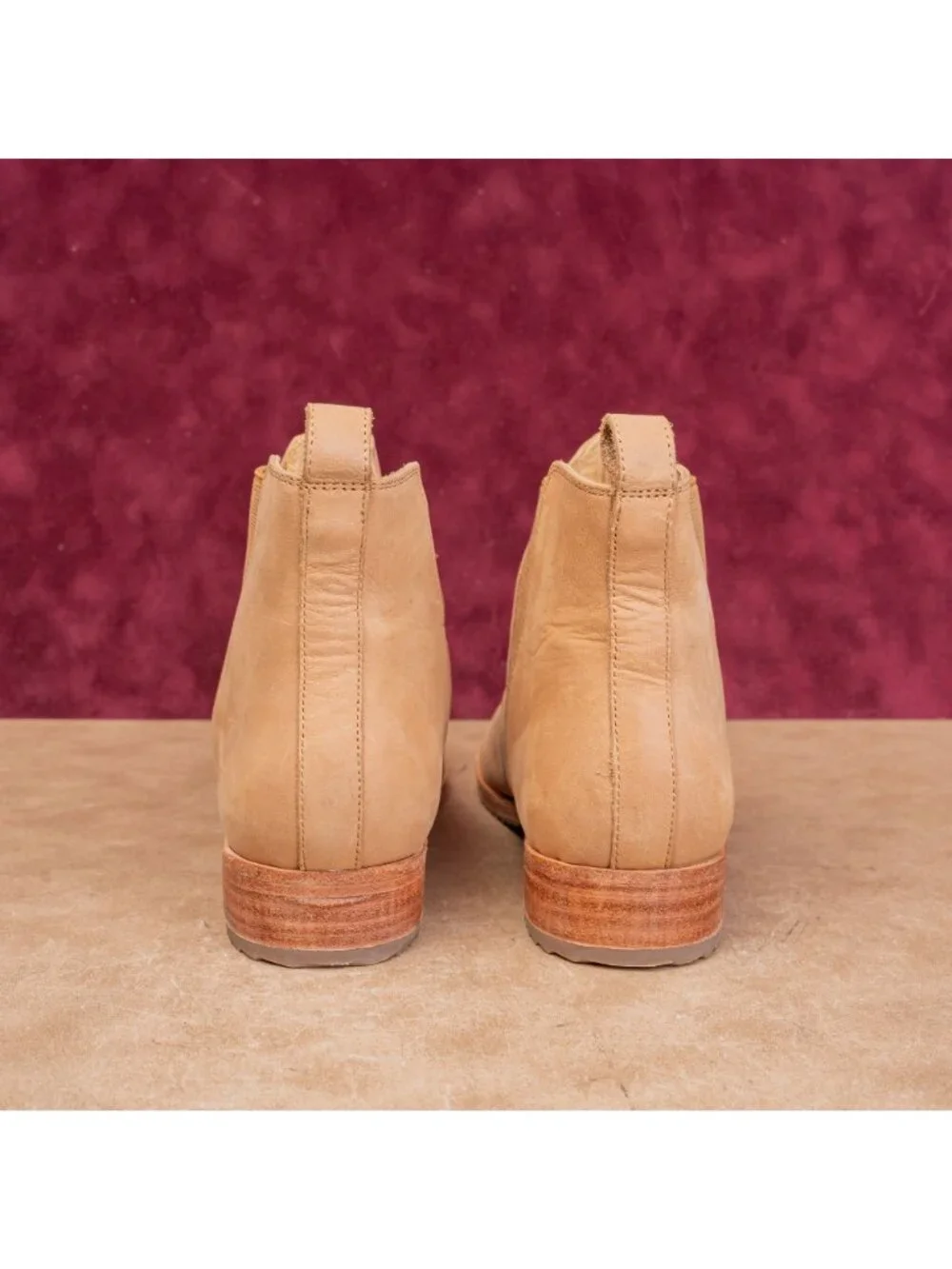 Nisolo Women Eva Tan Leather Modern Western Chelsea Ankle Boots sz 8.5
